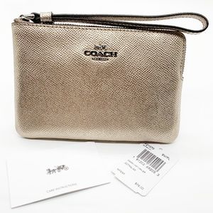 Coach Corner Zip Wristlet - Silver/Platinum